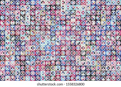 Retro pattern of different shapes. Colorful vector mosaic backdrop. Geometric hipster retro background