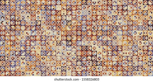 Retro pattern of different shapes. Colorful vector mosaic backdrop. Geometric hipster retro background