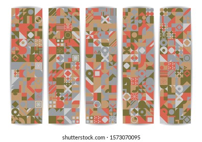 Retro pattern of different shapes. Colorful vector mosaic backdrop. Geometric hipster retro background