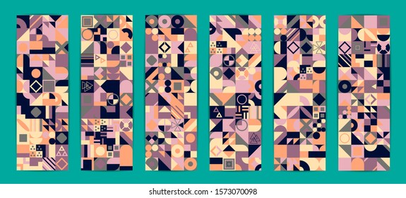 Retro pattern of different shapes. Colorful vector mosaic backdrop. Geometric hipster retro background