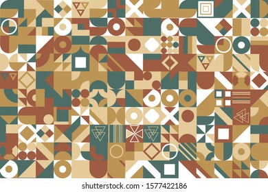 Retro pattern of different shapes. Colorful vector mosaic backdrop. Geometric hipster retro background