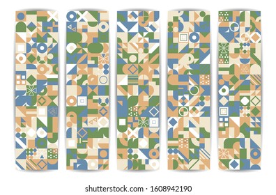 Retro pattern of different shapes. Colorful vector mosaic backdrop. Geometric hipster retro background