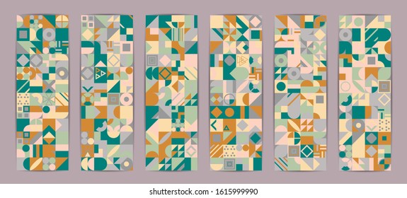 Retro pattern of different shapes. Colorful vector mosaic backdrop. Geometric hipster retro background