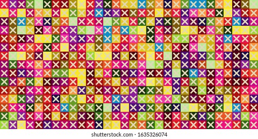 Retro pattern of different shapes. Colorful vector mosaic backdrop. Geometric hipster retro background