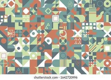 Retro pattern of different shapes. Colorful vector mosaic backdrop. Geometric hipster retro background