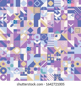 Retro pattern of different shapes. Colorful vector mosaic backdrop. Geometric hipster retro background