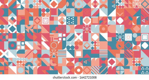 Retro pattern of different shapes. Colorful vector mosaic backdrop. Geometric hipster retro background