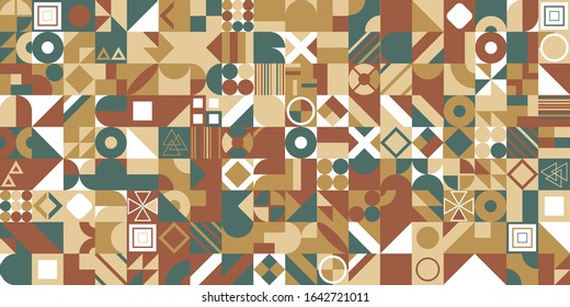 Retro pattern of different shapes. Colorful vector mosaic backdrop. Geometric hipster retro background