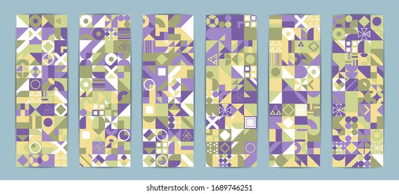 Retro pattern of different shapes. Colorful vector mosaic backdrop. Geometric hipster retro background