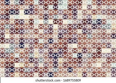 Retro pattern of different shapes. Colorful vector mosaic backdrop. Geometric hipster retro background
