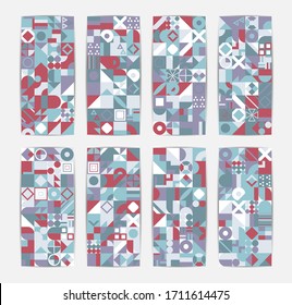Retro pattern of different shapes. Colorful vector mosaic backdrop. Geometric hipster retro background