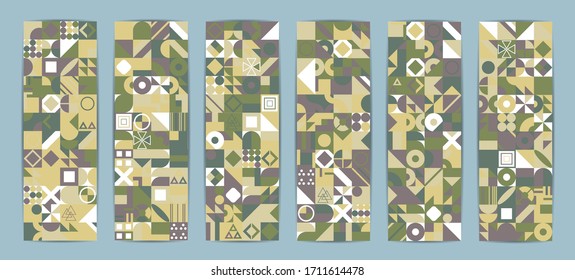 Retro pattern of different shapes. Colorful vector mosaic backdrop. Geometric hipster retro background