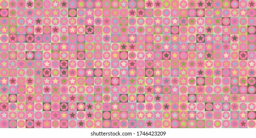 Retro pattern of different shapes. Colorful vector mosaic backdrop. Geometric hipster retro background