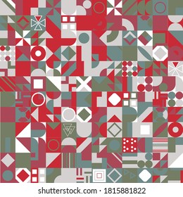 Retro pattern of different shapes. Colorful vector mosaic backdrop. Geometric hipster retro background