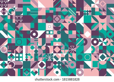 Patrón retro de diferentes formas. Fondo de mosaico vectorial colorido. Fondo retro hipster geométrico