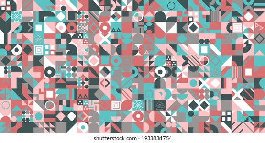 Retro pattern of different shapes. Colorful vector mosaic backdrop. Geometric hipster retro background