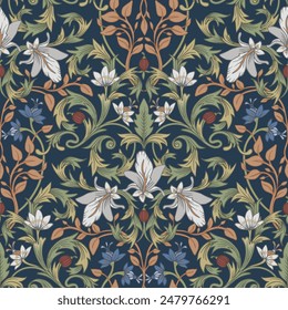 Retro pattern. Floral classic ornament. Seamless floral pattern.
