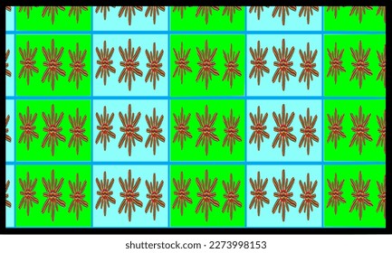 RETRO PATTERN FRAME WITH IMAGES TRIBAL STYLES (GREEN BLEND)