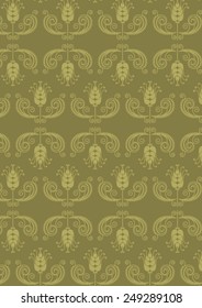 Retro pattern of geometric grain shapes. Golden banner. Retro background with place for your text. 