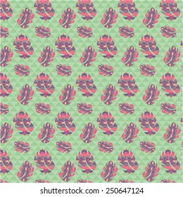 Retro pattern of geometric leaf shapes. Colorful mosaic banner. Geometric hipster retro background with place for your text. Vector illustration. 