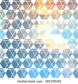 Retro pattern of geometric shapes. Geometric retro background. place for your text on the top. Colorful mosaic triangle banner.
