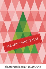 retro pattern of geometric shapes with christmas tree.