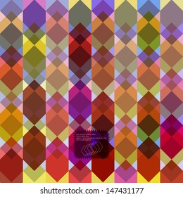 Retro pattern of geometric shapes. Colorful mosaic banner. Geometric retro background with place for your text. Retro triangle background
