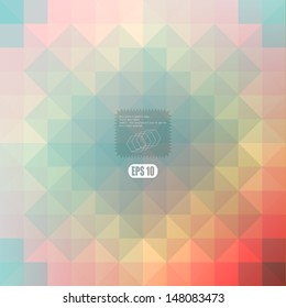 Retro pattern of geometric shapes. Colorful mosaic banner. Geometric retro background with place for your text. Retro triangle background.