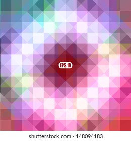 Retro pattern of geometric shapes. Colorful mosaic banner. Geometric retro background with place for your text. Retro triangle background.