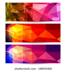 Retro pattern of geometric shapes. Colorful mosaic banner. Geometric retro background with place for your text. Retro triangle background 