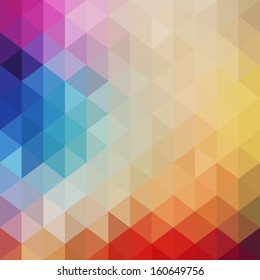 Retro pattern of geometric shapes. Colorful mosaic banner. Hipster retro background with place for your text. Retro triangle background.Vintage. Backdrop. Geometric background. Backdrop. Geometric.