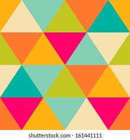 Retro pattern of geometric shapes. Colorful mosaic banner. Geometric hipster retro background with place for your text. Retro triangle background