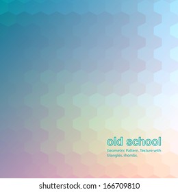 Retro pattern of geometric shapes. Colorful mosaic banner. Geometric background with place for your text. Retro triangle background. Abstract background for design.