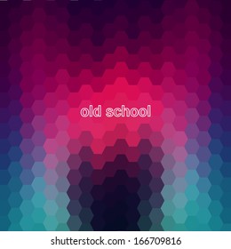 Retro pattern of geometric shapes. Colorful mosaic banner. Geometric background with place for your text. Retro triangle background. Abstract background for design.