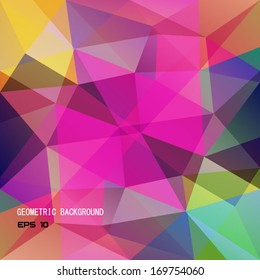 Retro pattern of geometric shapes. Colorful mosaic banner. Hipster retro background with place for your text. Retro triangle background.Vintage. Backdrop. Geometric background. Backdrop. Geometric.