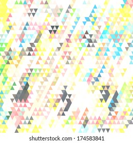 Retro pattern of geometric shapes. Colorful mosaic banner. Geometric background with place for your text. Retro triangle background. Vector eps10. 