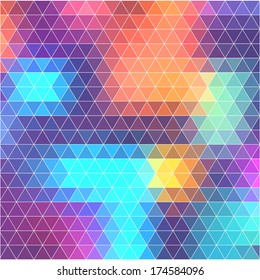 Retro pattern of geometric shapes. Colorful mosaic banner. Geometric background with place for your text. Retro triangle background. Vector eps10. 