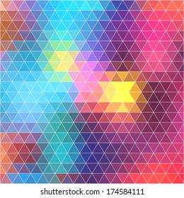 Retro pattern of geometric shapes. Colorful mosaic banner. Geometric background with place for your text. Retro triangle background. Vector eps10. 
