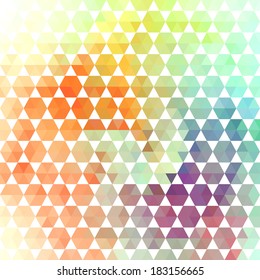 Retro pattern of geometric shapes. Colorful mosaic banner. Geometric hipster retro background with place for your text. Retro triangle background