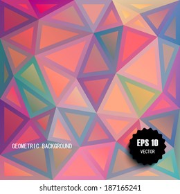 Retro pattern of geometric shapes. Colorful mosaic banner. Geometric hipster retro background with place for your text. Retro triangle background