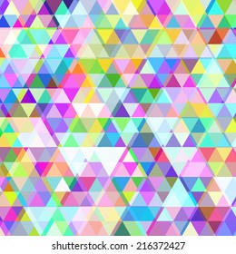 Retro pattern of geometric shapes. Colorful mosaic banner. Geometric hipster retro background with place for your text. Retro triangle background