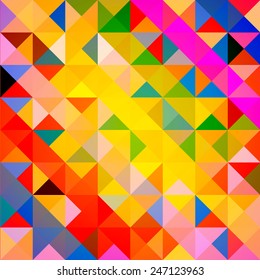 Retro pattern of geometric shapes. Colorful mosaic banner. Geometric hipster retro background with place for your text. Retro triangle background