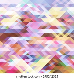 Retro pattern of geometric shapes. Colorful mosaic banner. Geometric hipster retro background with place for your text. Retro triangle background