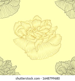 Retro pattern of golden poppies. Art Nouveau seamless ornament.