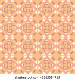 Retro-Muster. Grooviger Druck. Vektorgrafik. Geometrische Diamant beige und rosa Quadrate und Dreiecke. Teppichdruck-Design. Rosa beige orange braun. Vektorgrafik, EPS 10.