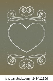Retro pattern of heart shape. Vintage banner. Retro background with place for your text. Valentine's day frame, Vector Illustration.