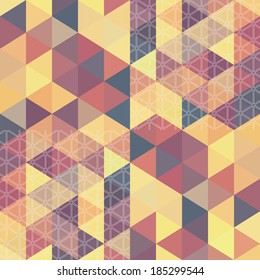 Retro pattern o? hexagon shapes. Geometric retro background. place for your text on the top. Colorful mosaic triangle banner.