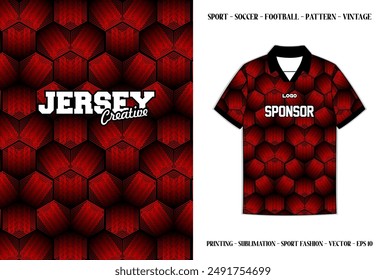 Retro pattern jersey design, classic texture, printing sublimation for soccer, football and baseball. Sport fashion color red combine 