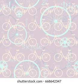 Retro pattern on a bicycle theme. Replicated image.