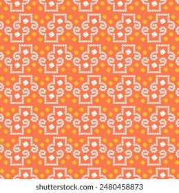 Patrón retro de arte sari de Bandhani indio naranja